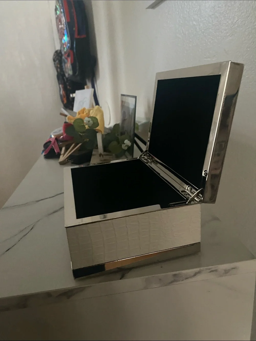 A Girl Thing White Jewelry Organizer Box with Chrome Trim
